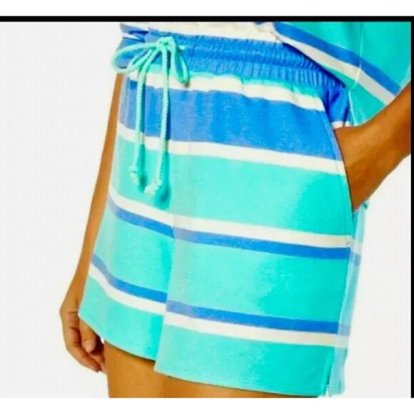 NWT Wildfox Sweat Shirt & Short lounge set super soft! blue stripe size large - Picture 5 of 6